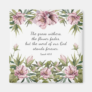 Pink Peony Christian Bible verse Inspirational Magnet