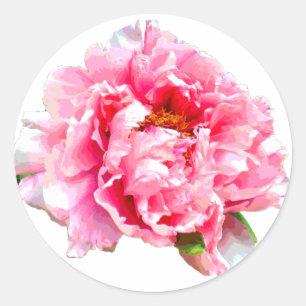 PINK PEONY CLASSIC ROUND STICKER