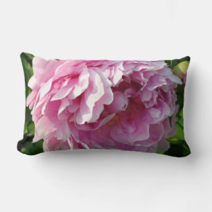 Pink Peony   cottage farmhouse floral garden Lumbar Cushion