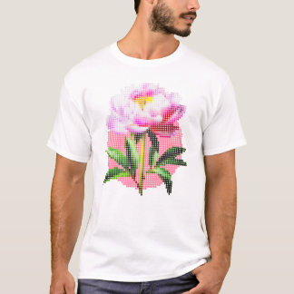 Pink Peony Dot Mosaic Flower Men's T-Shirt