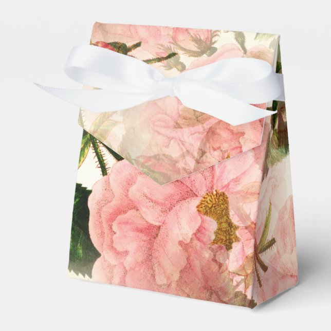 Pink Peony Elegant Floral Favour Box (Front Side)