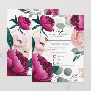 Pink Peony Eucalyptus Garden Floral Glam Wedding Invitation