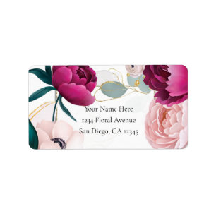 Pink Peony Eucalyptus Garden Floral Glam Wedding  Label