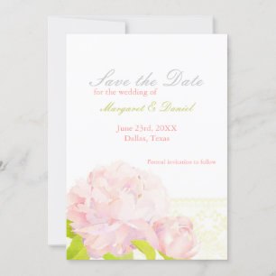 Pink Peony Faux Lace Wedding Save The Date