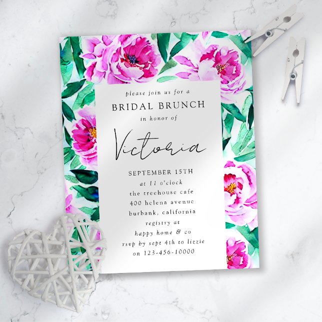 Pink Peony Floral Bridal Shower Invitation (Creator Uploaded)