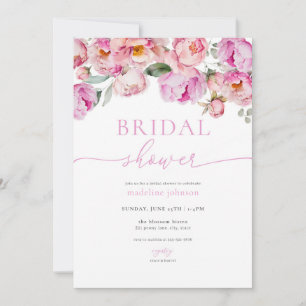 Pink Peony Floral Bridal Shower Invitation
