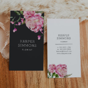 Pink Peony Floral  Business Card