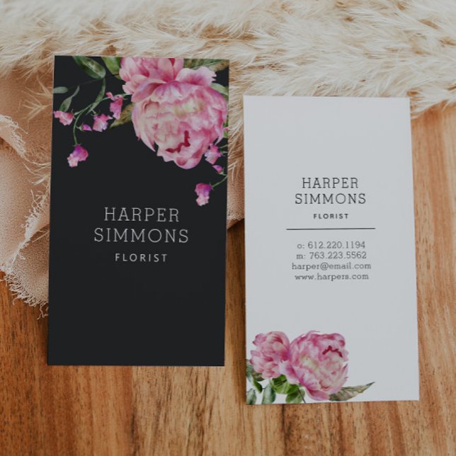 Pink Peony Floral  Business Card (Creator Uploaded)