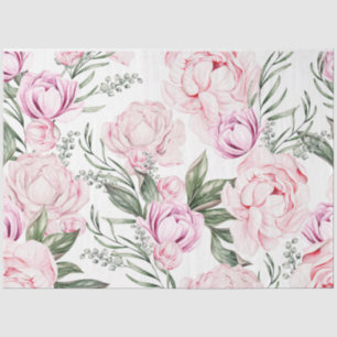 Pink peony floral decoupage  tissue paper
