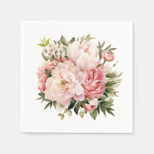 Pink Peony Floral Napkin