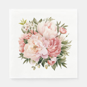Pink Peony Floral Napkin