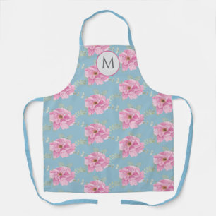 Pink Peony Floral Pattern Apron