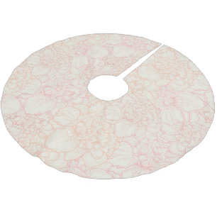 Pink Peony Floral Pattern Brushed Polyester Tree Skirt