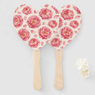 Pink Peony Floral Pattern Hand Fan