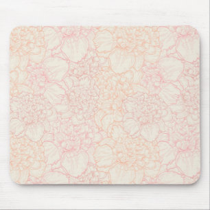 Pink Peony Floral Pattern Mouse Pad