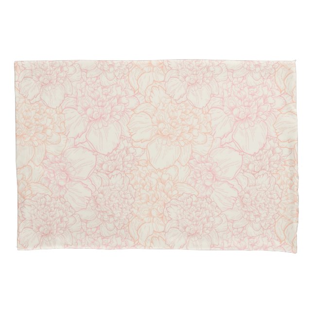 Pink Peony Floral Pattern Pillowcase (Front)
