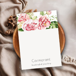 Pink Peony Floral Stud Blank Jewellery Display Business Card