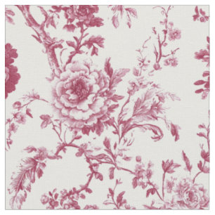Pink Peony Floral Toile Pattern Fabric