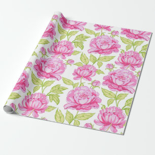 Pink Peony Floral Wrapping Paper