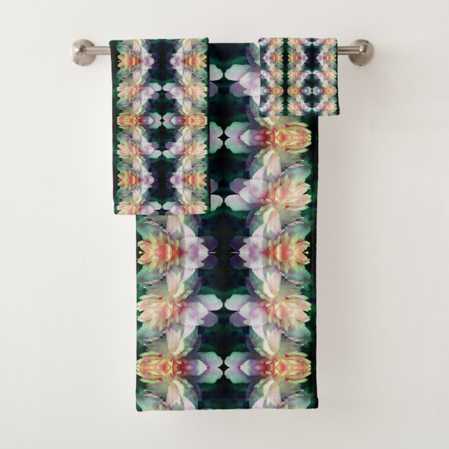 Pink Peony Flower Abstract               Bath Towel Set (Insitu)