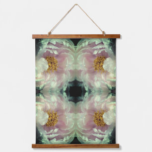 Pink Peony Flower Center Abstract Pattern Hanging Tapestry