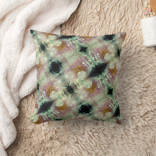 Pink Peony Flower Centre Pattern  Cushion (Blanket)