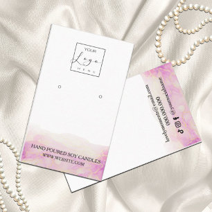 Pink Peony Flower earrings display Business Card