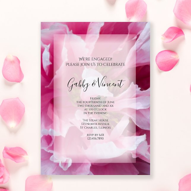 Pink Peony Flower Engagement Party Invitation (Creator Uploaded)