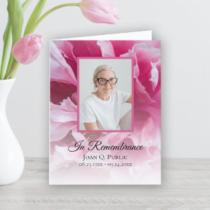 Pink Peony Flower Funeral Memorial Sympathy Thank You Card