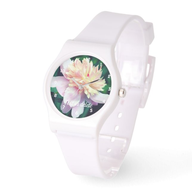 Pink Peony Flower In Bloom Close Up Personalised  Watch (Angle)
