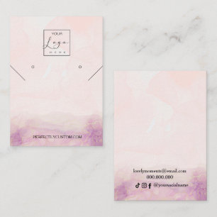 Pink Peony Flower necklace earrings display Busi Business Card
