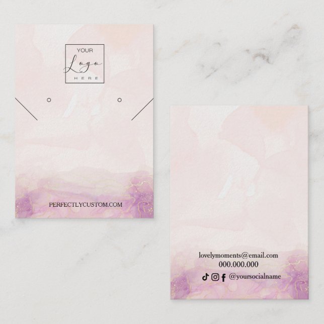  Pink Peony Flower necklace earrings display  Busi Business Card (Front/Back)