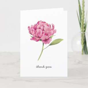 Pink Peony Flower Thank You Card