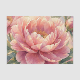 Pink Peony Flower Vintage Watercolor Botanical Tissue Paper