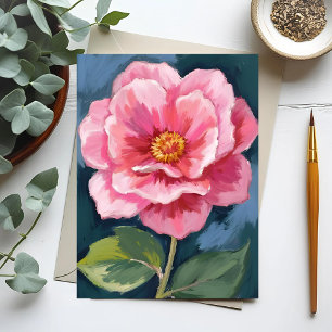 Pink Peony Flower Watercolor Floral Postcard