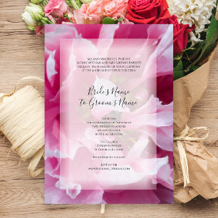 Pink Peony Flower Wedding Invitation