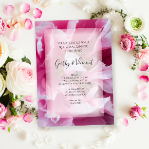 Pink Peony Flower Wedding Rehearsal Dinner Invitation