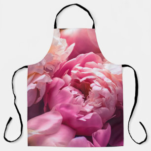 Pink peony flowers as floral art background, botan apron