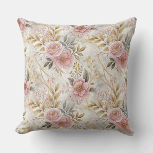 Pink Peony Flowers Botanical Floral Pattern Art Cushion