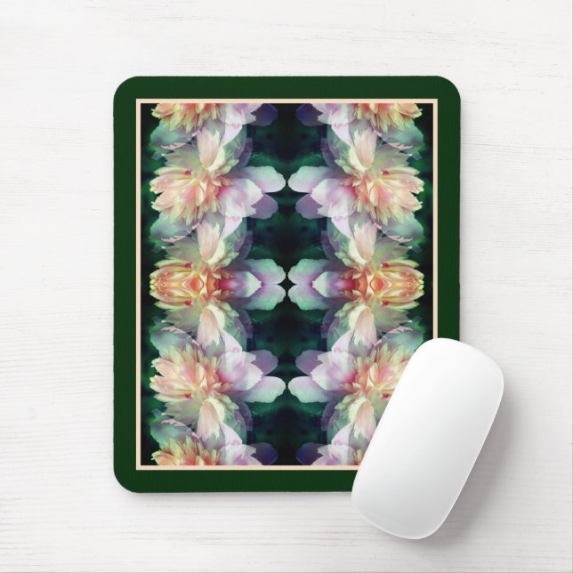 Pink Peony Flowers Multiplied Abstract Mouse Pad (With Mouse)