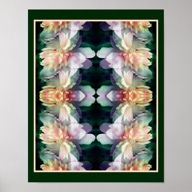Pink Peony Flowers Multiplied Abstract Poster (Front)
