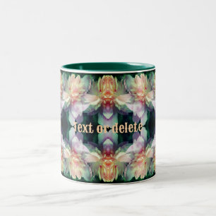 Pink Peony Flowers Multiplied Personalized Two-Tone Coffee Mug