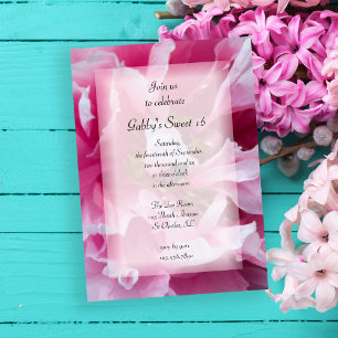 Pink Peony Flowers Sweet 16 Birthday Party Invitation