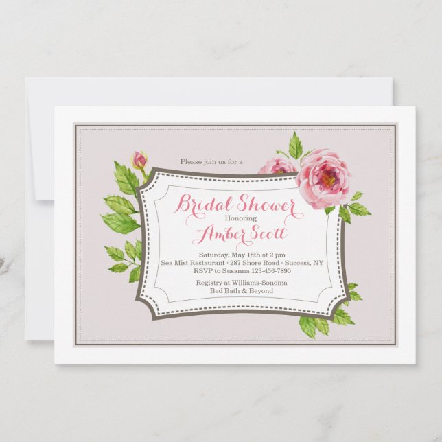 Pink Peony Frame 2 Invitation (Front)
