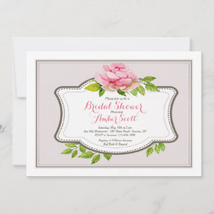 Pink Peony Frame 3 Invitation