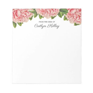 Pink Peony From the Desk of, Personalised Notepad