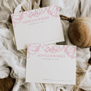 Pink Peony Garden Bridal Shower Advice Card