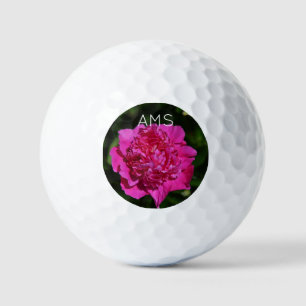 Pink Peony Garden Flowers Personal Initials Golf Balls