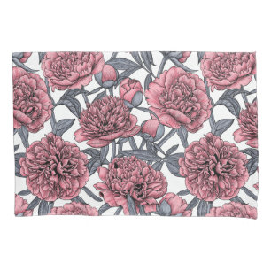 Pink peony garden pillowcase