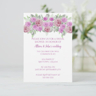 Pink Peony Greenery Bridal Shower Invitation